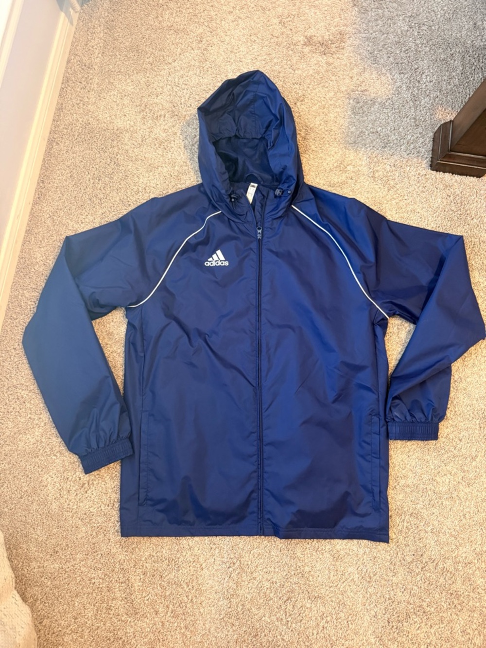 adidas Navy Blue Hooded Rain Jacket